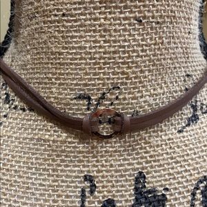 Brown suede & gold loop adjustable choker